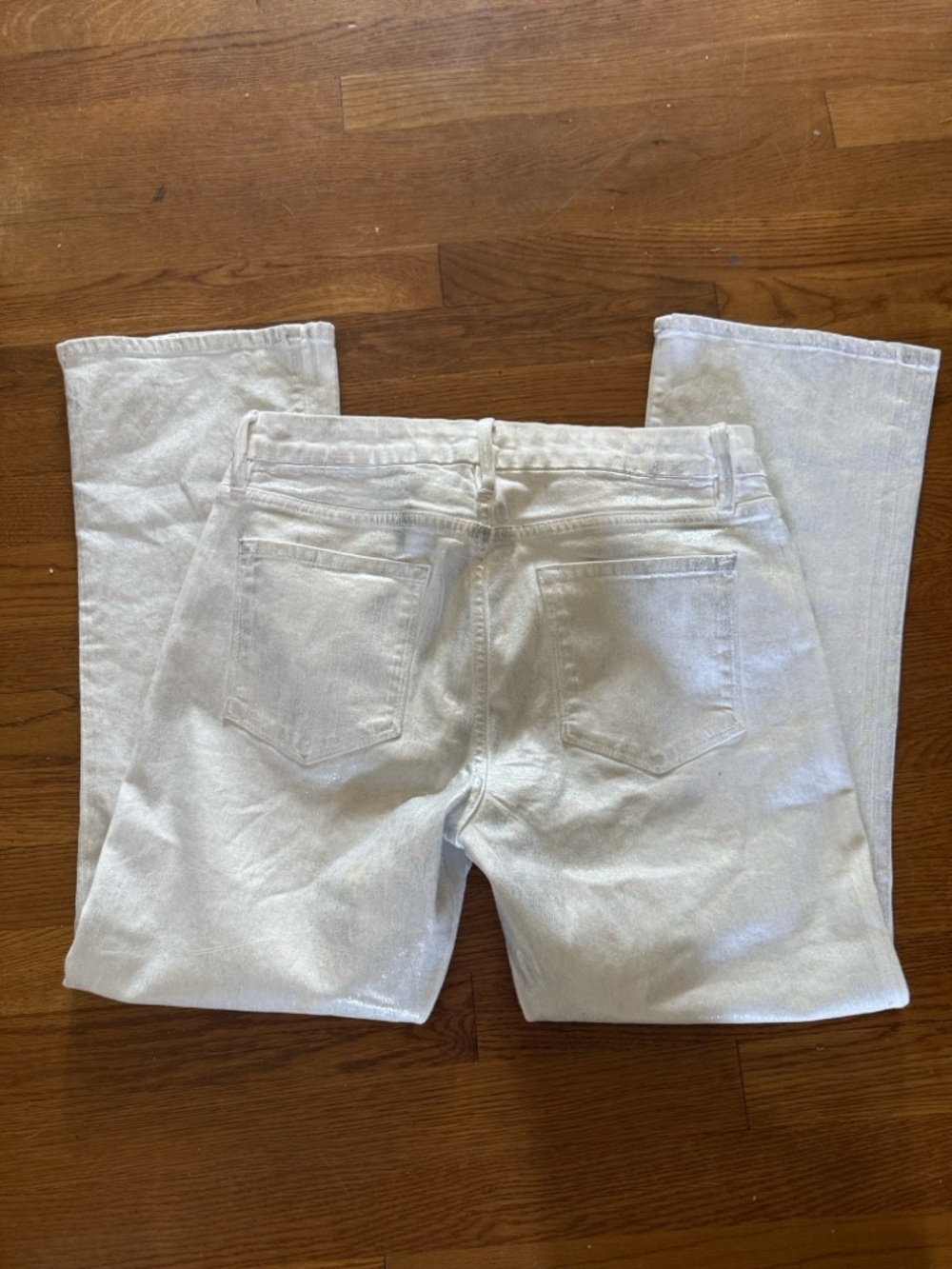 FRAME ladies white silver metallic Jean size 29 La crop mini boot cut. - Picture 8 of 13